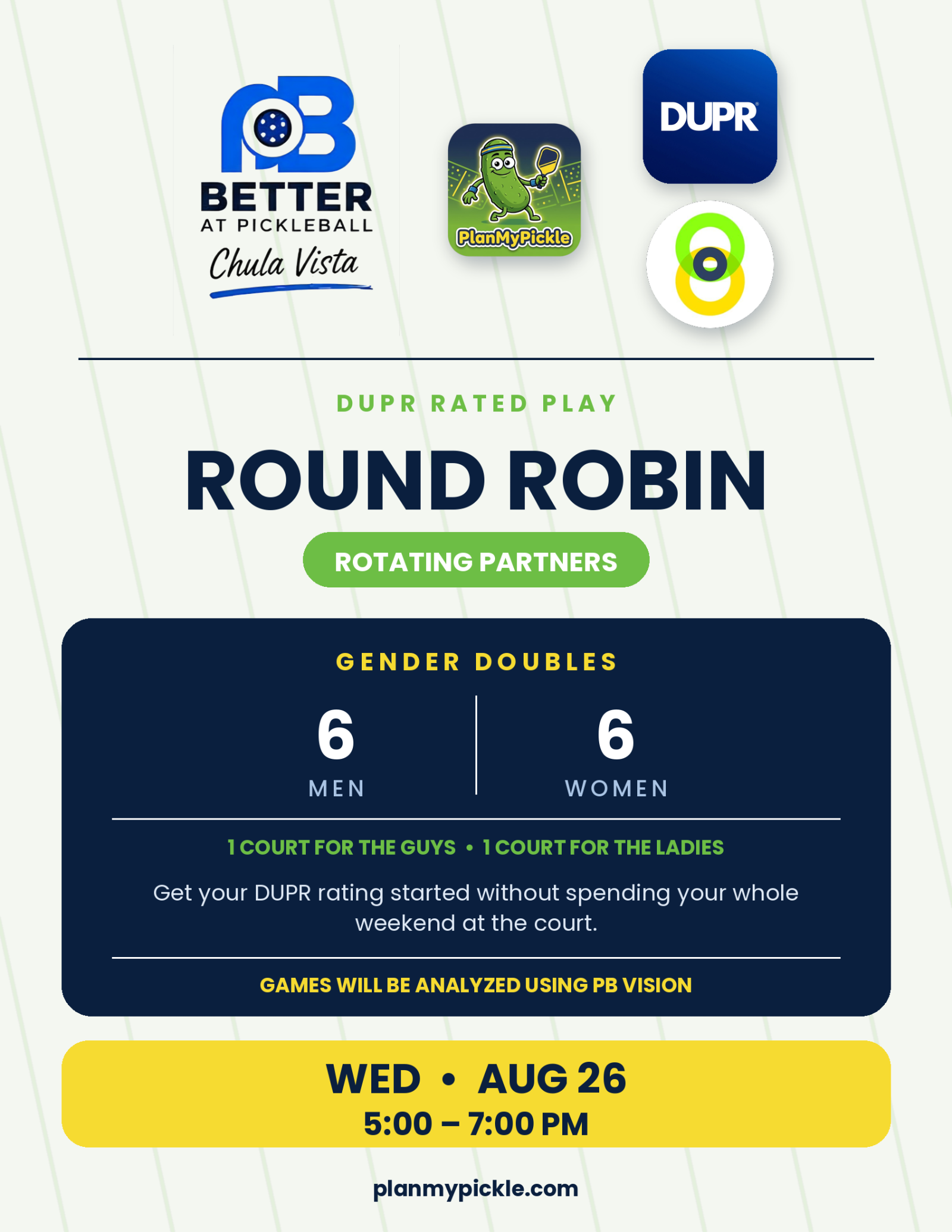 DUPR Round Robin - Better At Pickleball event poster
